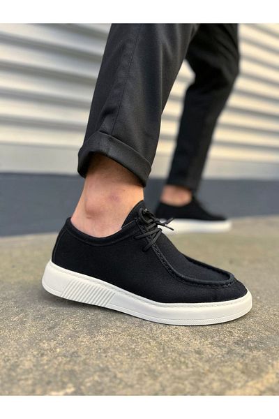 Zerenyus Jy170 Tornado Lace-Up Men's Casual Sports Classic Shoes - Suede Black White