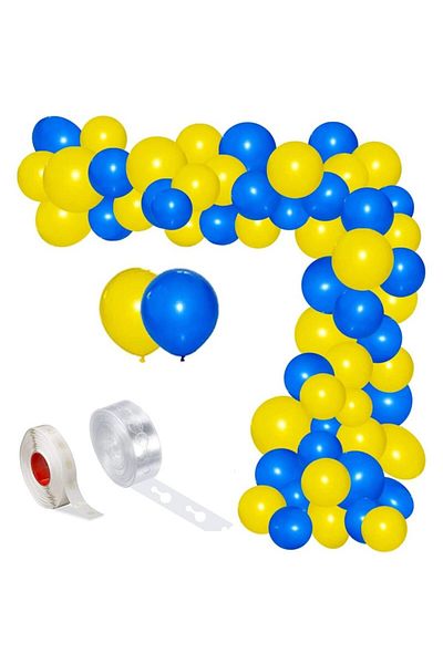 Ropet Balloon arrangement set for arch, 150 pcs, yellow and blue