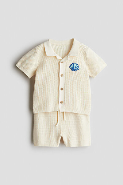 H&M 2 Parçalı Pamuklu ve Pirinç Örgülü Set