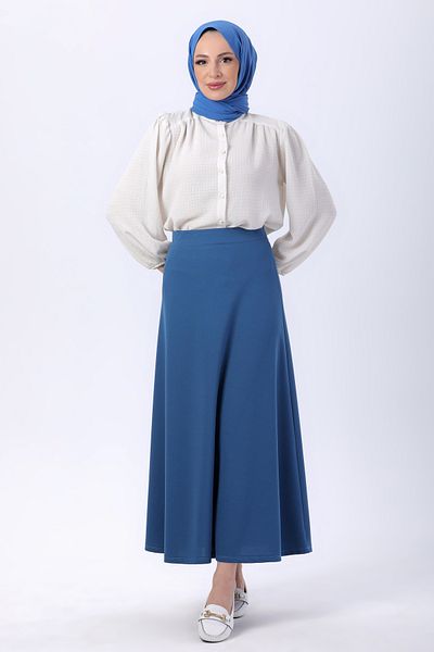 TOFİSA Blue Straight Medium Women's Skirt - 23643
