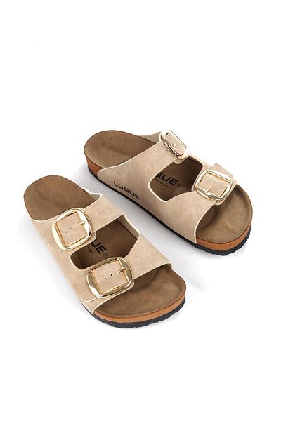 ayselin moda Women's Beige Slippers Orthopedic Slippers Orthopedic Women's Slippers Summer Slippers with Double Buckle