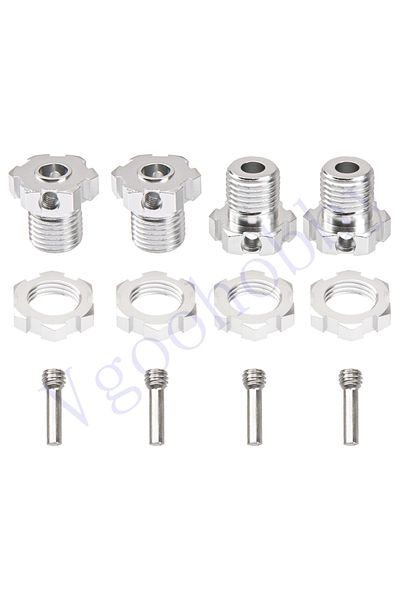 Choice Silver 4Pack Aluminum 17mm Splined Wheel Hex Hub Nut for Traxxas E-Revo Revo 3.3 E-Maxx Summit Slaye