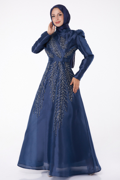 TOFİSA Βραδινό φόρεμα Stoned Princess Navy Blue - 26250