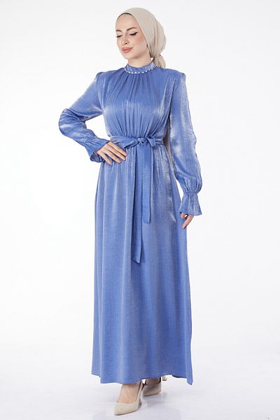 TOFİSA Rochie cu curea cu detalii de piatră Saks - 25077