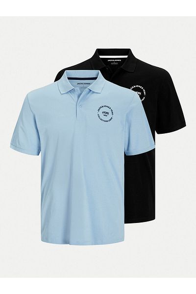 Jack & Jones Jack Jones Set de 2 Tricouri Polo pentru Bărbați 12276428 Albastru Cer, Negru