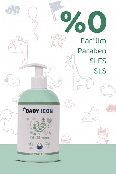 Baby İcon %100 Doğal Organik Vegan Bebek Çocuk Jel Şampuanı Saç Vücut Konak Önleyici 500 ML Parfüm İçermez