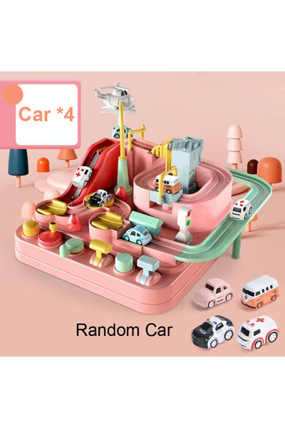 Choice A-Pink-4-car Car Train Track Sets Racing Rail Model Educational Toys C...