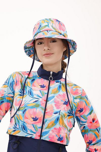 Remsa Mayo Patterned Bucket Hat Rş-113 Pera Garden Navy Blue