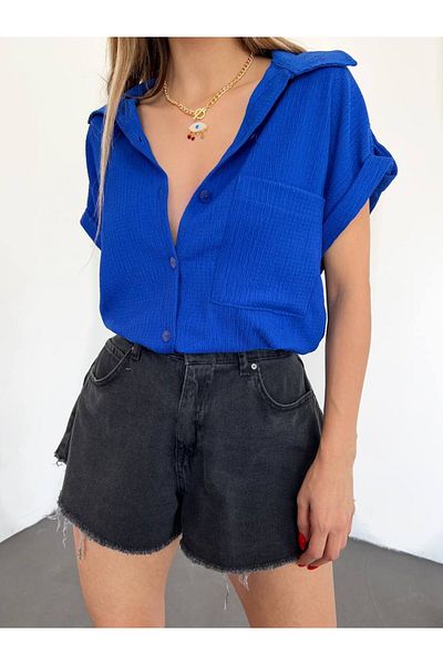 Lotus Double Sleeve Single Pocket Wrap Shirt