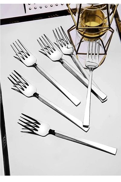 garaccu Set of 6 Stainless Steel Luxury Flat Model Dessert Forks
