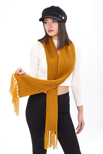 TOFİSA Yellow Plain Medium Women's Scarf - 23872