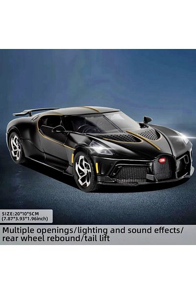XMD Chiron Sport Black 1:24 Scale Pagani Alloy Car Model, /boyfriend/birthday Gift, Supercar Model Fashi