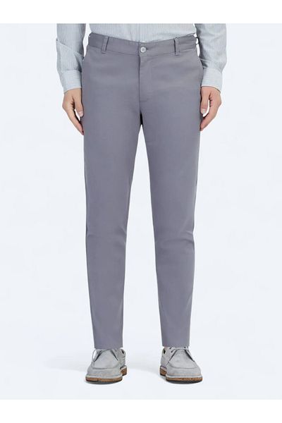 Kip Gray Woven Casual Cotton Blend Trousers