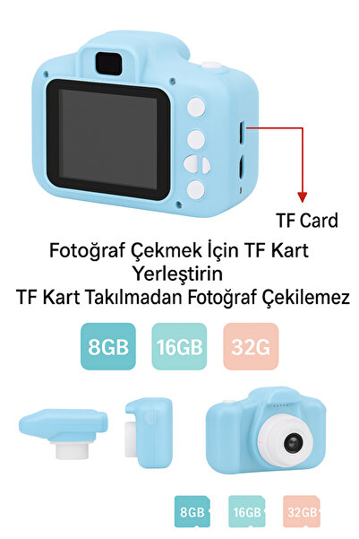 electroawm Hediyelik Karikatür Mini HD Dijital Fotograf Makinesi MAVİ