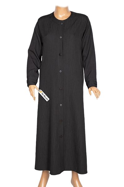 Hermevsim Hesna Women's Luna Large Size Wrinkle Effect Snap Fastener Black Top Coat