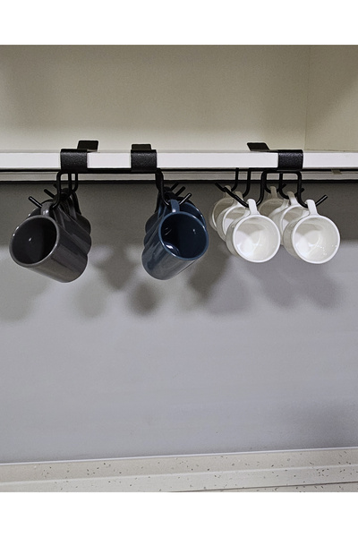 Forada Home & Style KUPA VE FİNCAN ASKILIĞI İKİLİ SET - METAL SİYAH