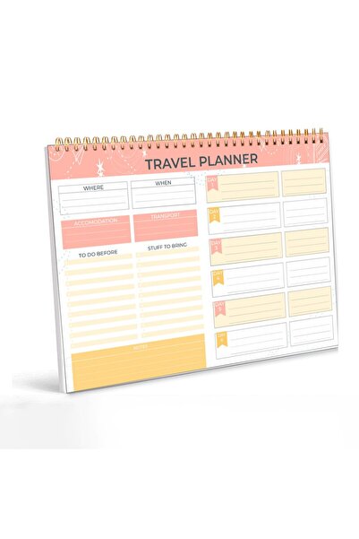 OBRO Agenda Travel Planner engleza, cu spirala, 52 file, 25 x 18 cm, hartie 1...