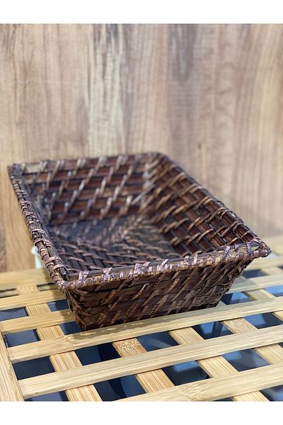 PERLAEVKAHVE Bamboo Rattan Rectangular Multi-Purpose Basket Bread Basket 25X20 cm