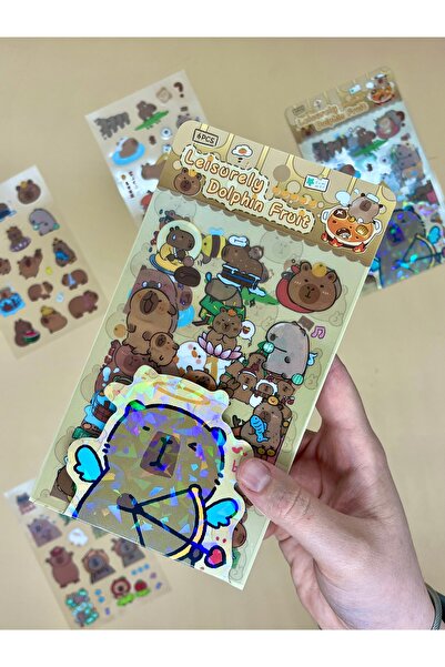 Kağıt Gemi Dükkan Set de autocolante cu 52 de bucăți cu 3 frunze de capibara/...