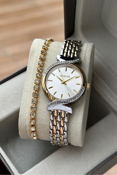 Homies Women's Wristwatch Watch and Bracelet Gift for Special Occasions(Wedding,Engagement Birthday) Box.Hm8387
