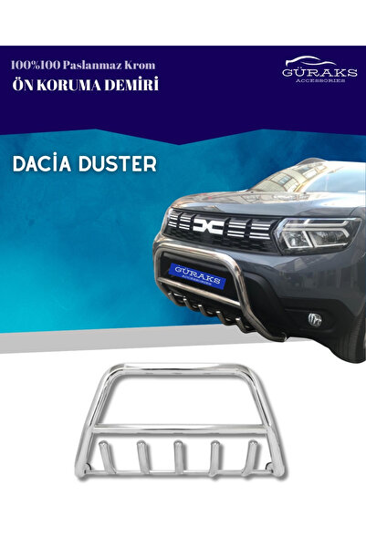 GÜRAKS Dacia Duster Krom Ön Tampon Koruma Paslanmaz Çelik Tüm Modellerle Uyumlu