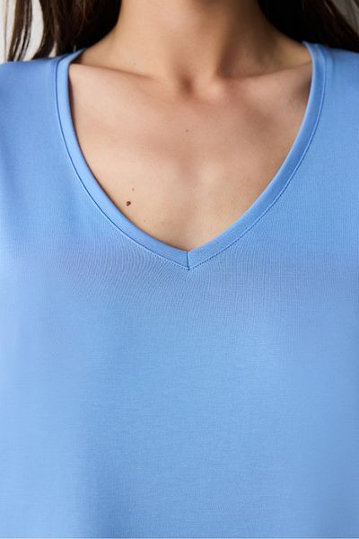 Penti Tricou modal cu decolteu în V albastru închis