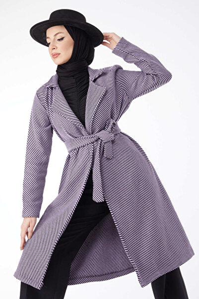 TOFİSA Кашемірове пальто з поясом бузковий - 13115