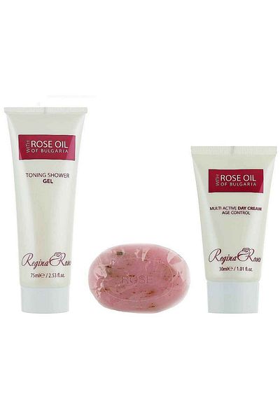 Biofresh Set cadou de călătorie: cremă de zi multi-activă, săpun, gel de duș, Regina Roses