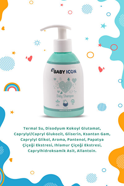 Baby İcon %100 Doğal Organik Vegan Bebek Çocuk Jel Şampuanı Saç Vücut Konak Önleyici 300 ML Parfüm İçermez