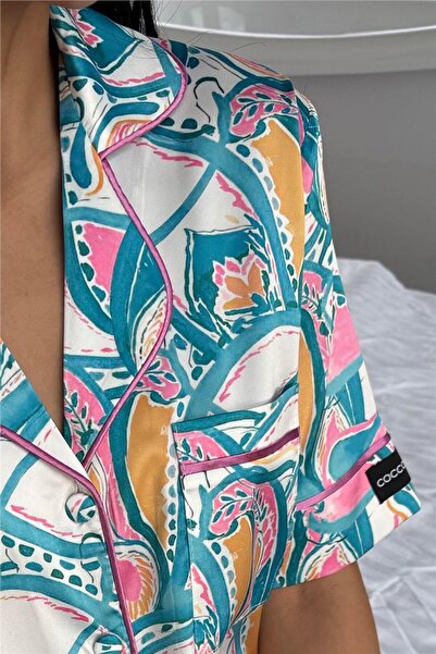 COCCOLARSI Stagione Estiva Saten Kısa Pijama Takımı CSE3009