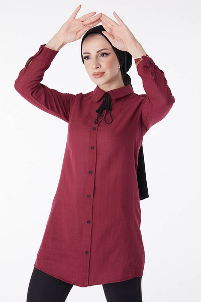 TOFİSA Střapec Detailní tunika Claret Red - 13159