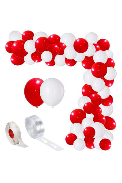 Ropet Balloon arrangement set for arch, 150 pcs, red and white