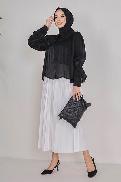 TOFİSA Pleated Skirt White - 23036