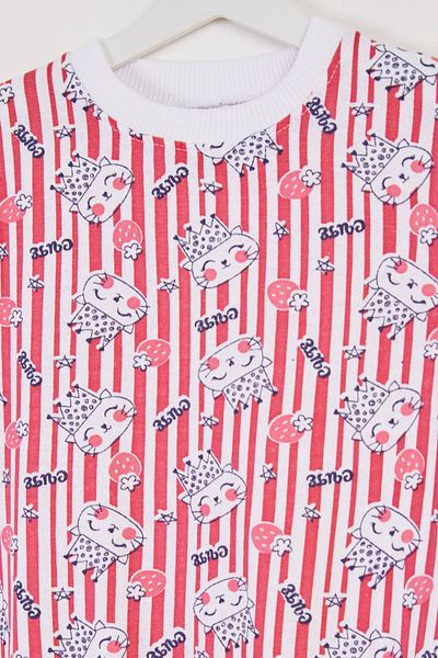 TOFİSA Girl's Fuchsia Printed Pajama Set - 26449