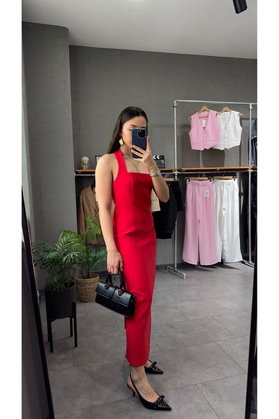 YOUR NAME Halter Neck Midi Dress