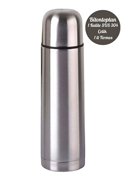 HediyeFilesi 1 Lt Double Layer Sus 304 Steel Inox Thermos, Milk-Food-Camping-Picnic Thermos up to 12 Hours Hot and Cold