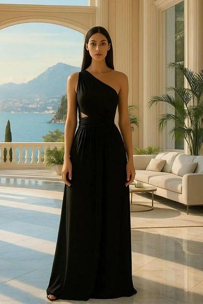 Modafeminen Βραδινό φόρεμα με έναν ώμο Sandy 582603 Μαύρο