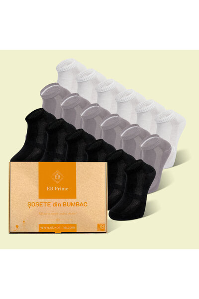 EB Prime Sosete Scurte | Cutia "Rezerva Energica" Nr.12 | 18 per | 6xNegru, 6...