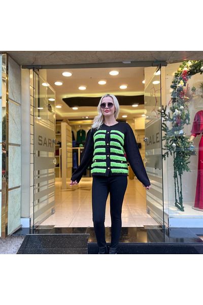 Unique STRIPED KNIT CARDIGAN