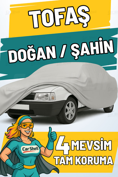 Car Shell Tofaş Doğan / Şahin Uyumlu Araba Brandası Su ve Güneş Geçirmez Çizilmez Miflonlu Örtü Oto Örtü
