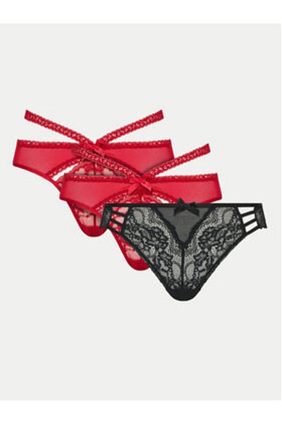 Hunkemöller hunkemoller Women's Set of 3 Brazilian Briefs 300280 Black, Red