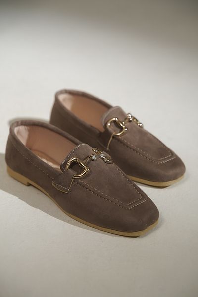 lovitto Buckle Detail Women's Suede Mink Loafer