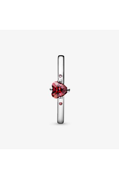 Pandora Inel Pandora cu inima rosie You and Me din Argint 925 si Zirconiu - 52