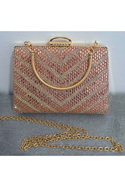 FashionForYou Geanta de seara SUN POP, cu strasuri multicolore si lant detasa...