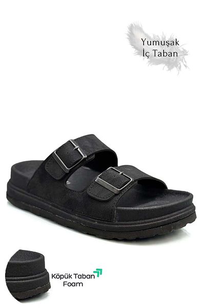 Konfores 2161 Double Buckle Full Anatomical Sole Men's Slippers Compatible for Daily, Umrah and Hajj
