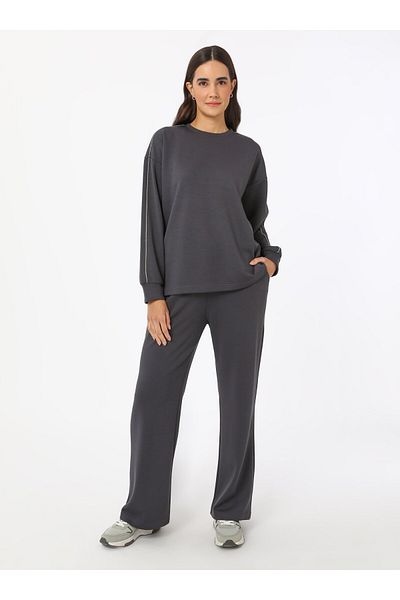 Refka Σετ Φούτερ Modal Shiny Stripe - Anthracite - Refka