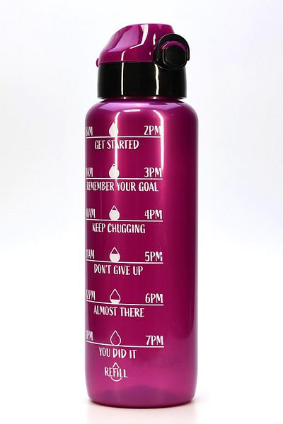 Telvesse Water Canteen Tritan Wide Mouth Water Bottle Motivational Sports Flask Waterer Bpa-Free 1000ml Purple T0103