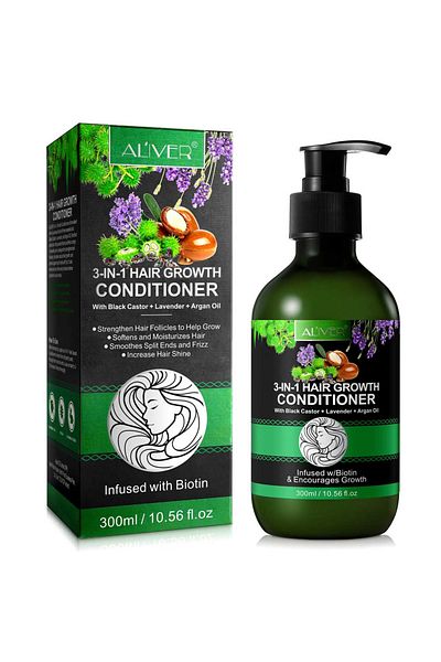NOVA KISS 3 in 1 Hair Conditioner with Castor Oil, Lavender, Argan for Hair Growth, 300 ml