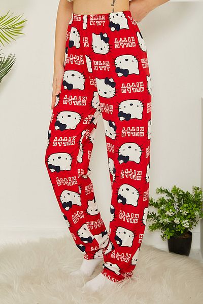 TOFİSA Red Patterned Pajama Bottoms - 26665