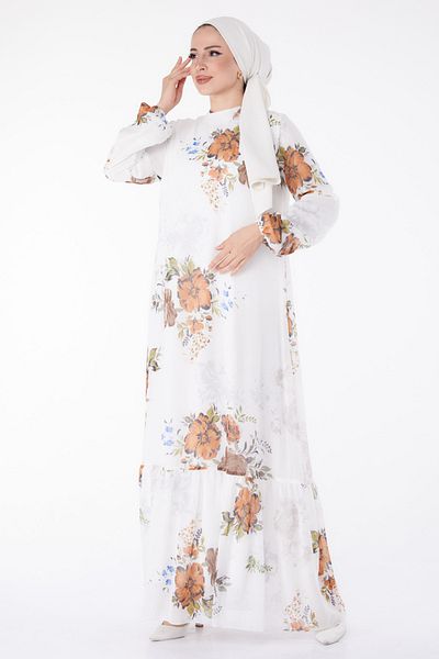 TOFİSA Flower Patterned Dress Tile - 25448